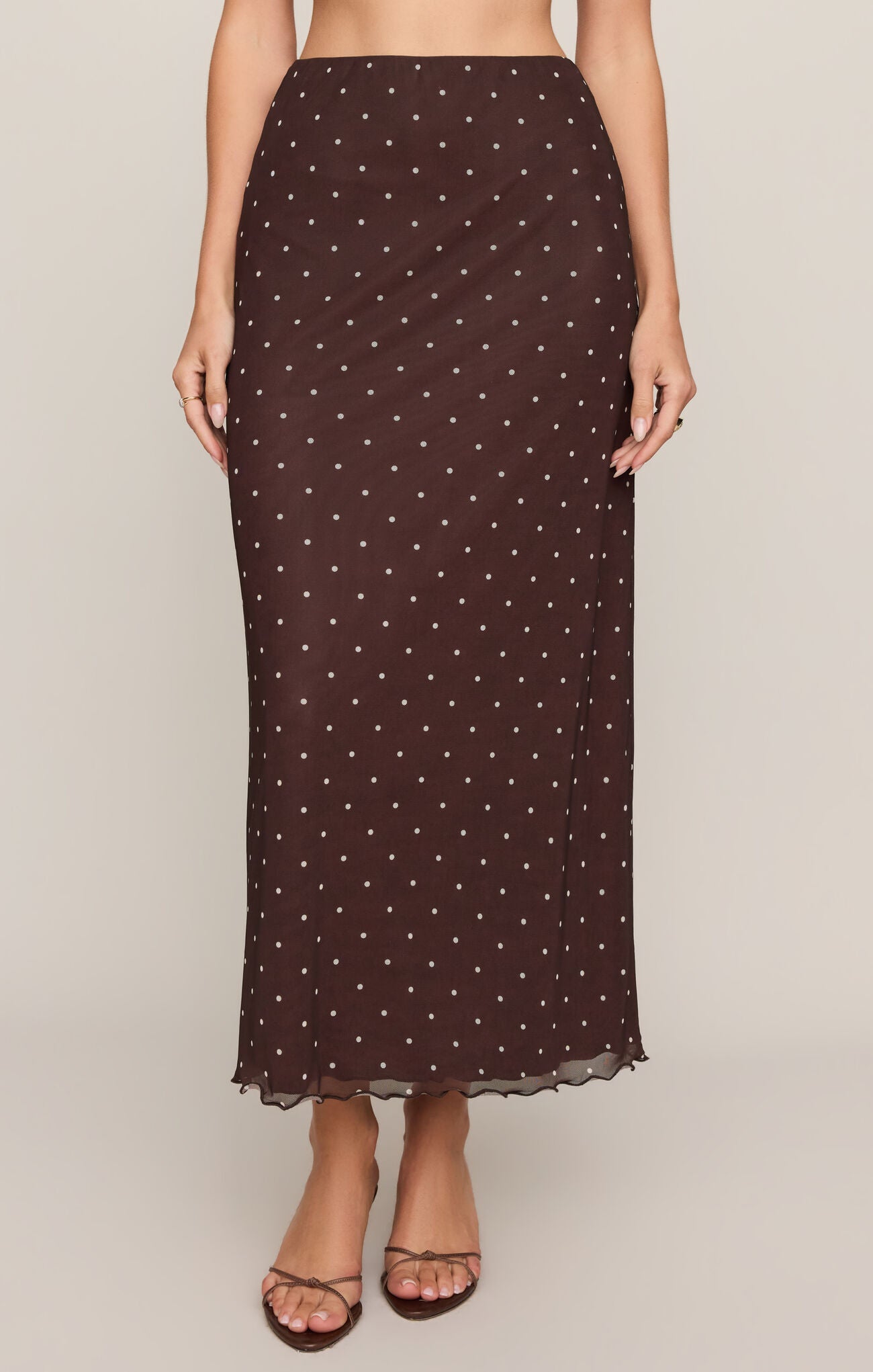 Z Supply Eda Polka Dot Midi Skirt - Chocolate