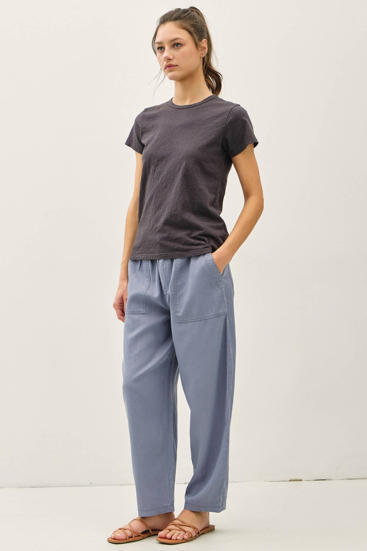 Garment Dyed Cotton Slub Top - Black