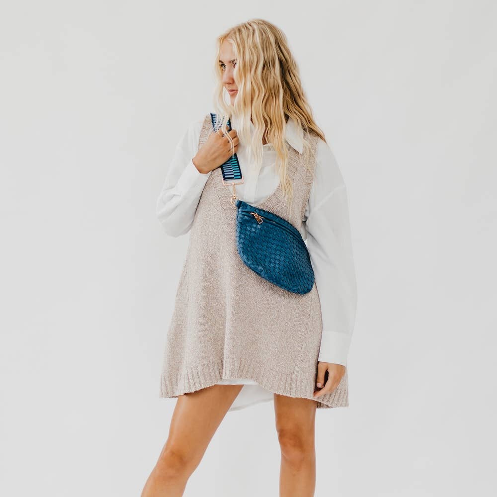 Westlyn Woven Bum Bag | Checkered Burgundy