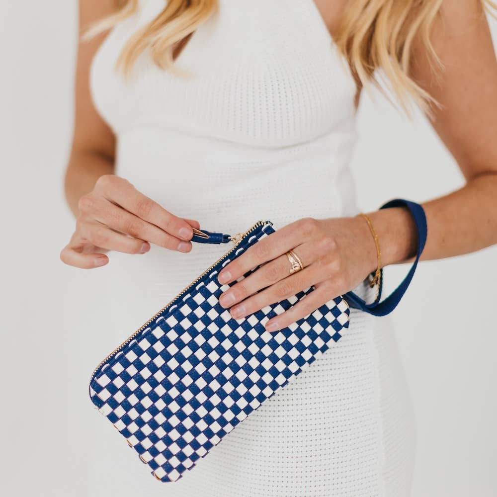 Emma Woven Clutch Wristlet: Cream