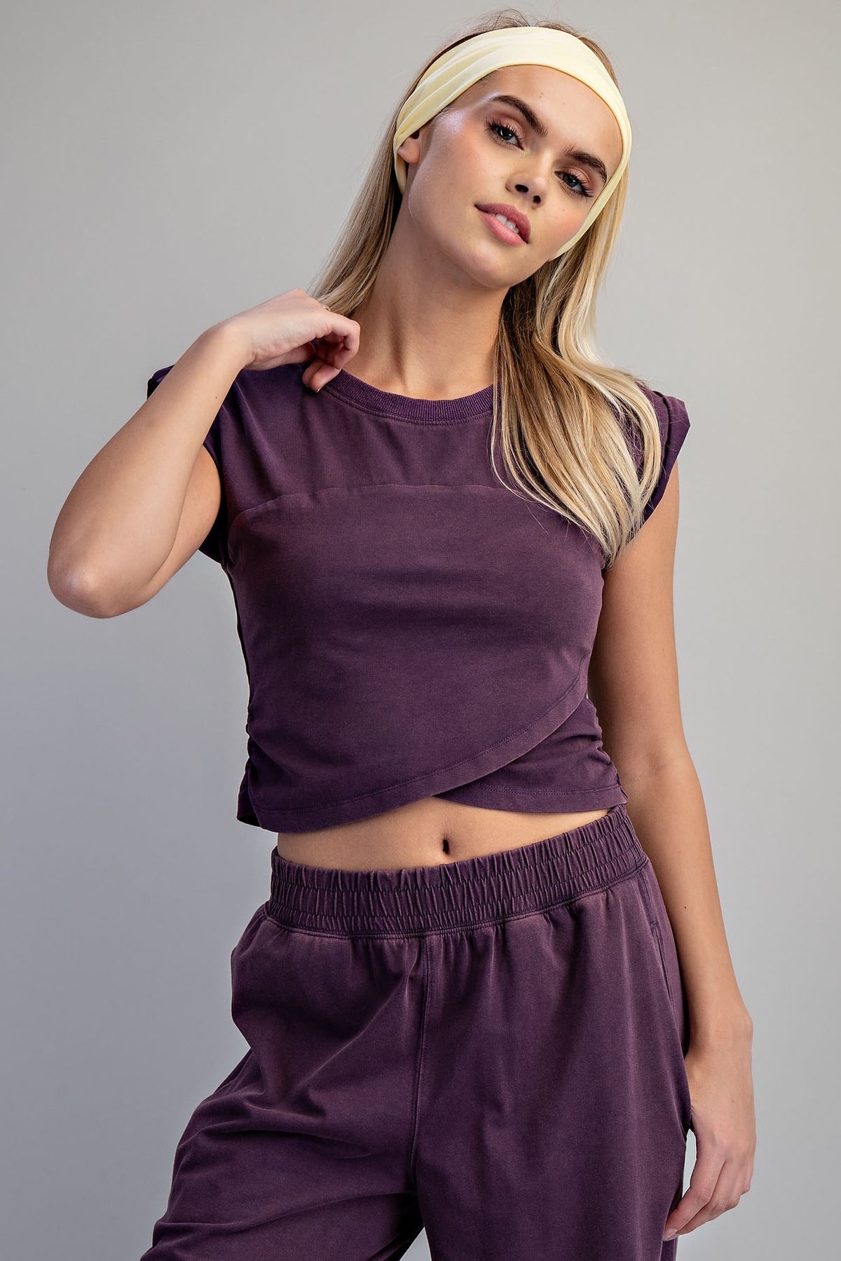 Eesome Short Sleeve Wrap Top - Deep Fig