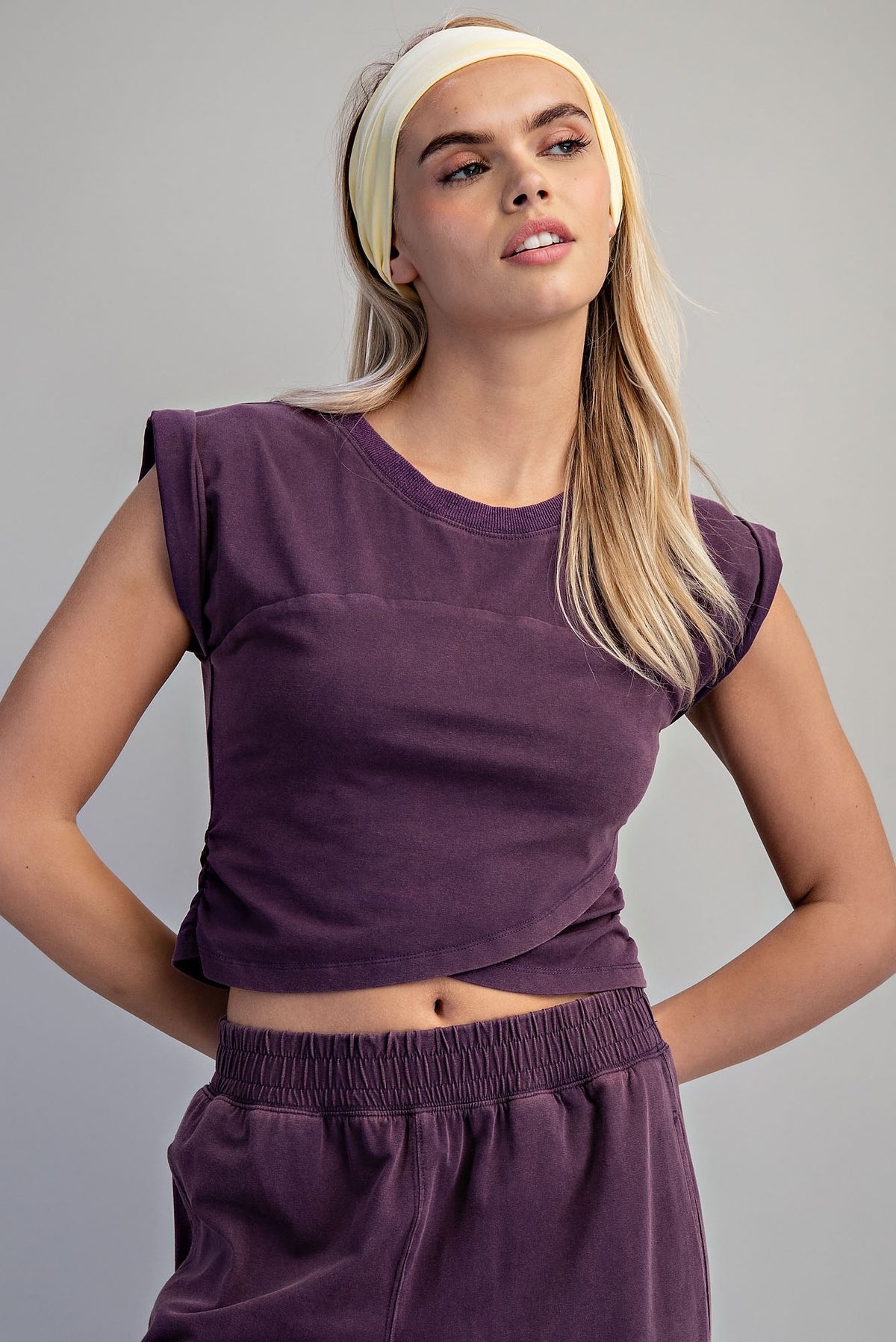 Eesome Short Sleeve Wrap Top - Deep Fig