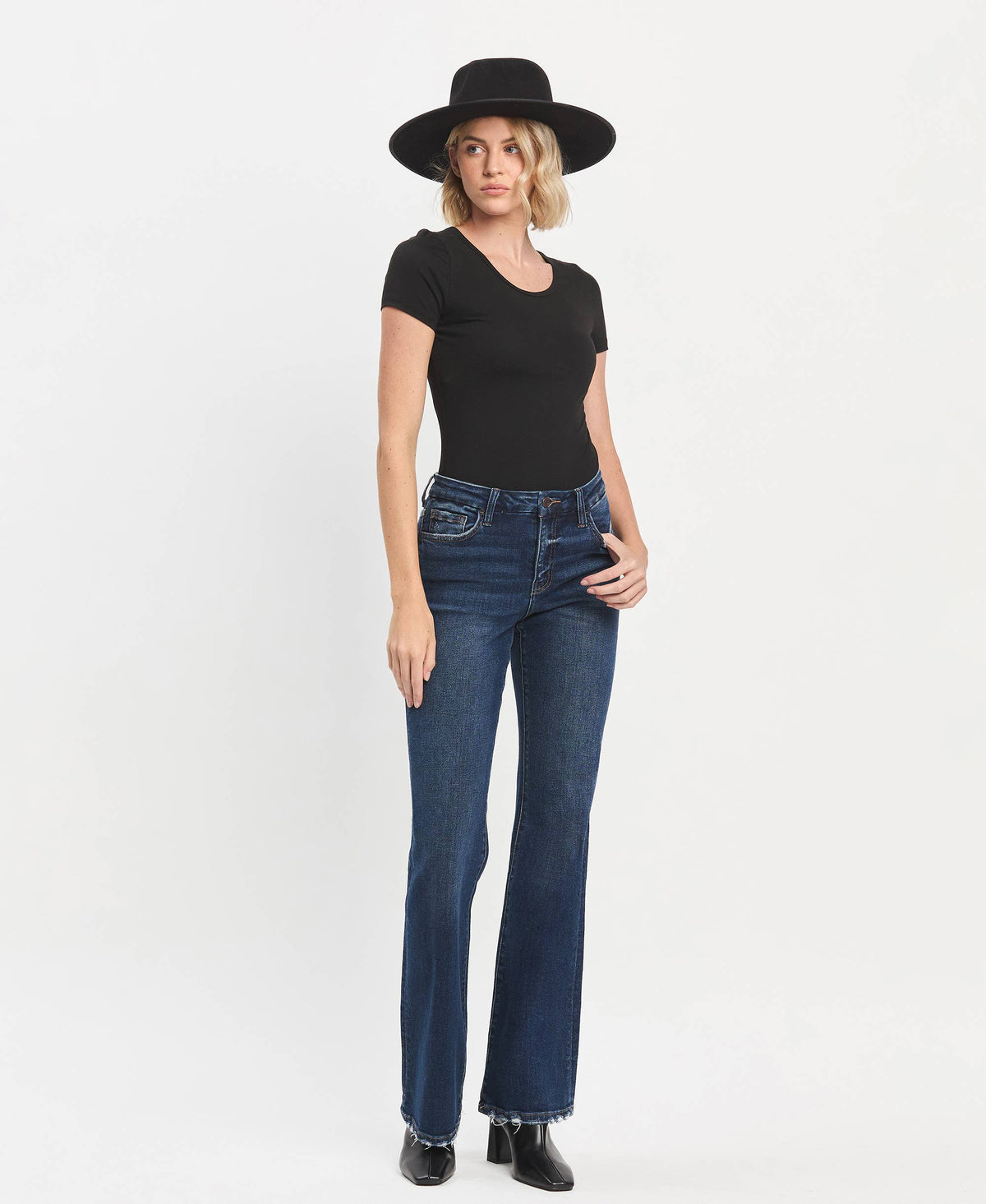 Vervet Bella Flare Jeans in Restructure dark wash