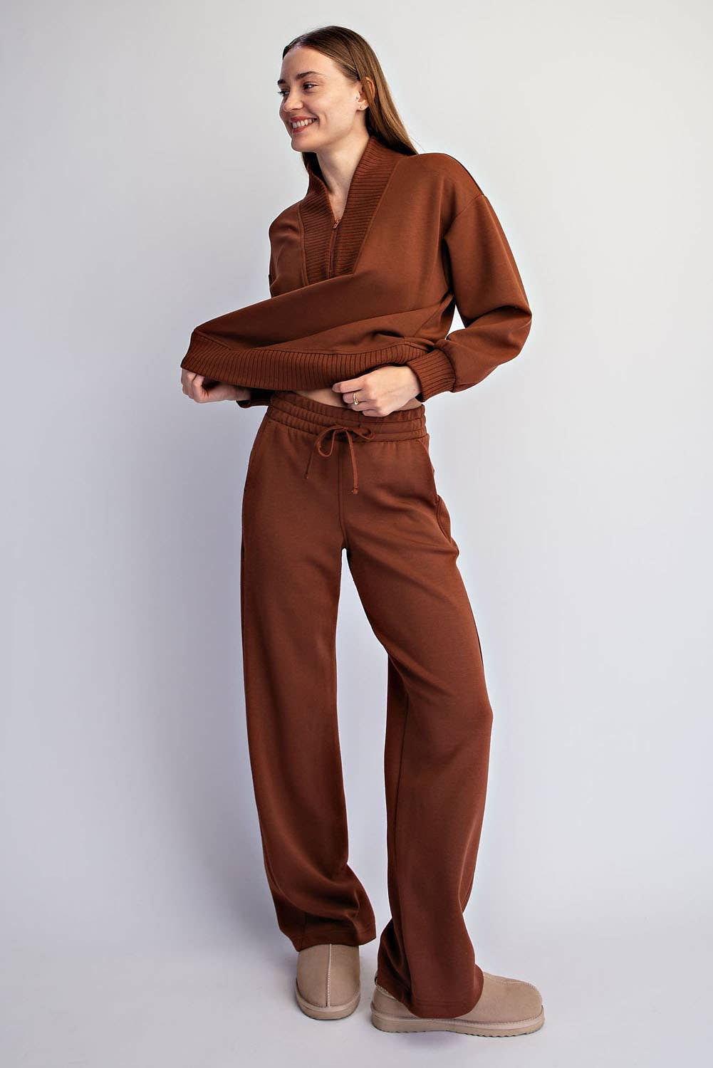 MODAL SCUBA STRAIGHT PANT - Chestnut