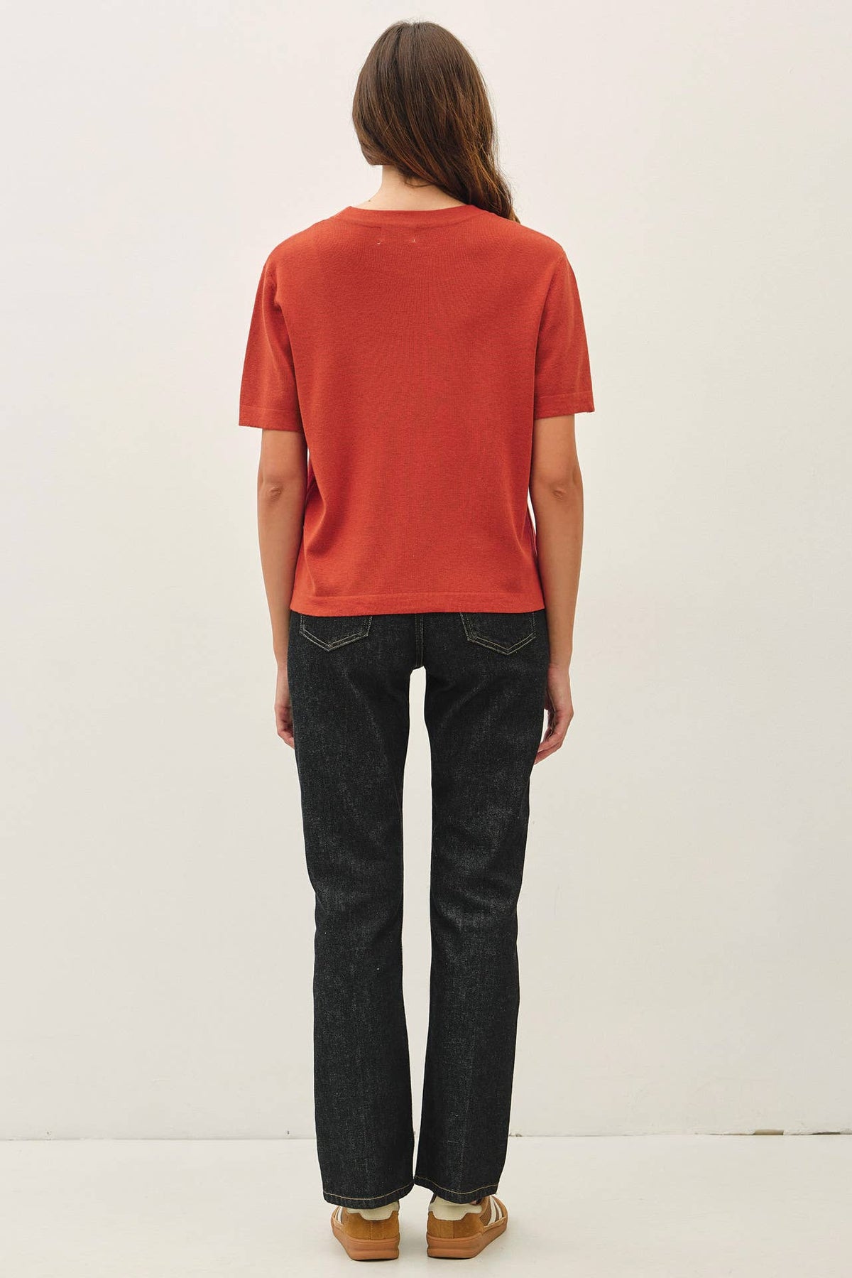 Cashmere Blended Short Sleeve Sweater - Olive