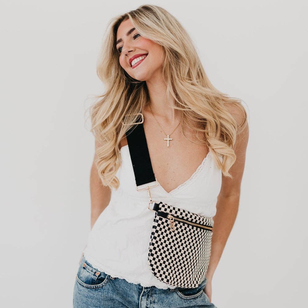 Westlyn Woven Bum Bag -  Checkered Coffee