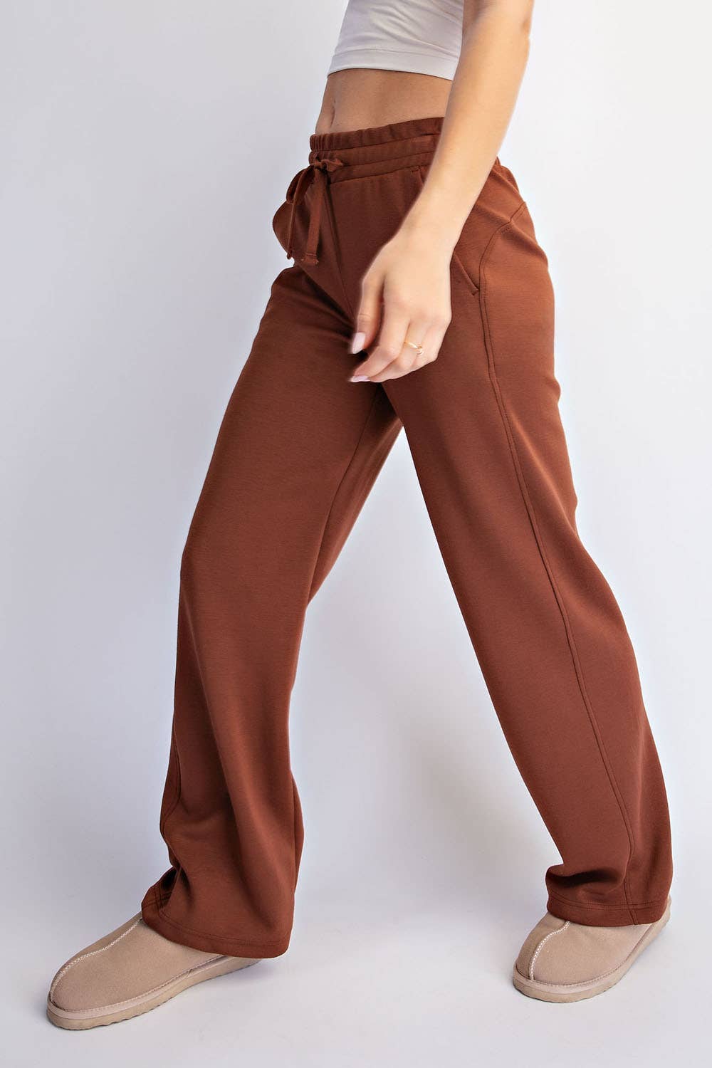 MODAL SCUBA STRAIGHT PANT - Chestnut