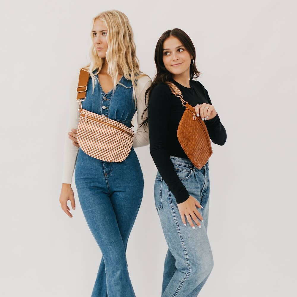 Westlyn Woven Bum Bag | Checkered Burgundy