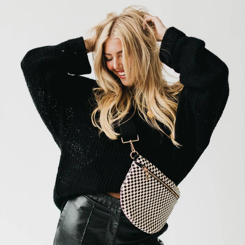 Westlyn Woven Bum Bag -  Checkered Coffee