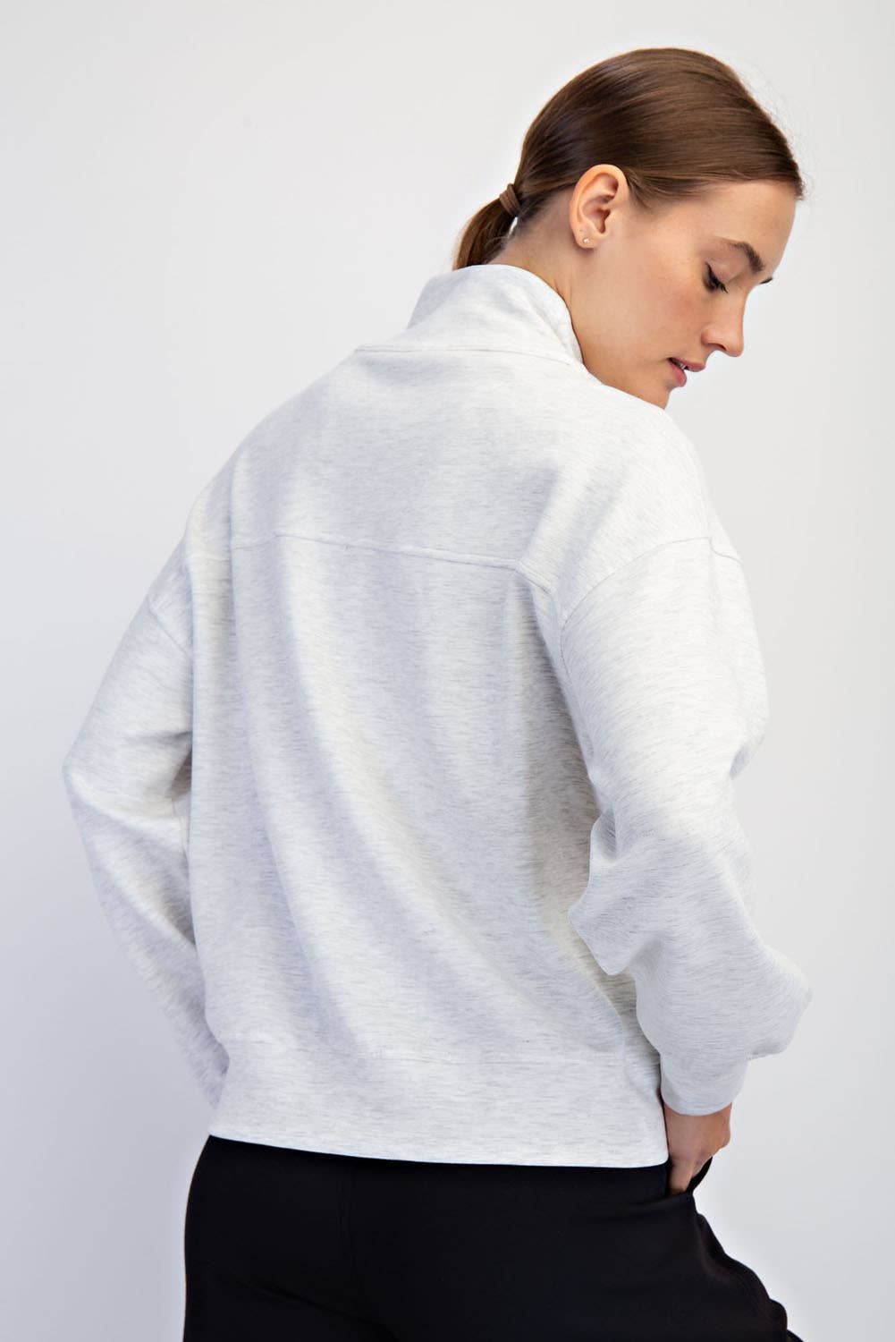 Rae Mode Modal Scuba Cardi- Light Heather Grey