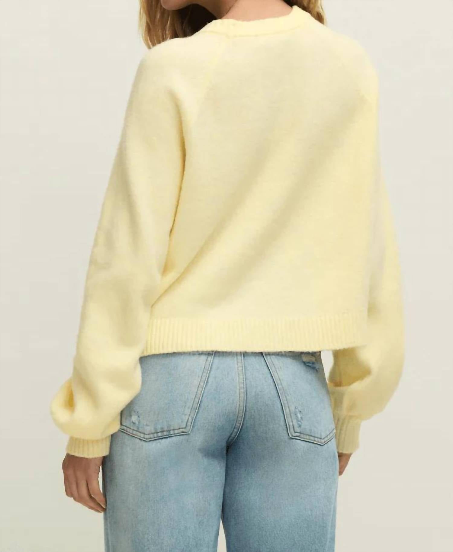 Z Supply Coming Up Sweater in Pineapple, back view