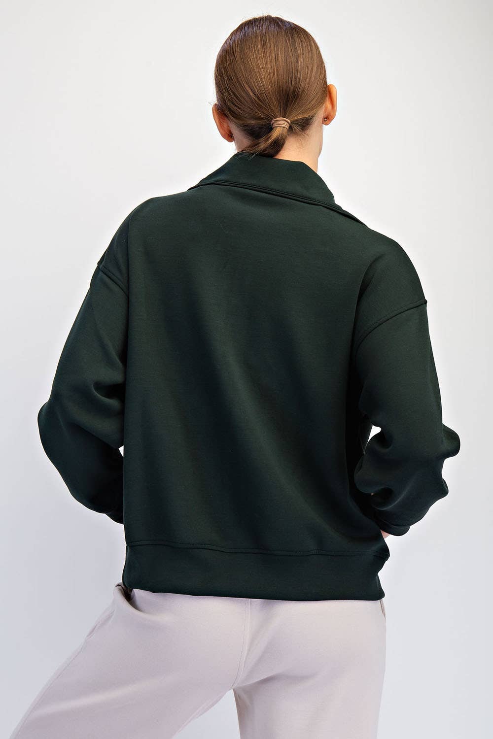 Rae Mode Scuba Quarter Zip Mock Neck Pullover - Regency Green