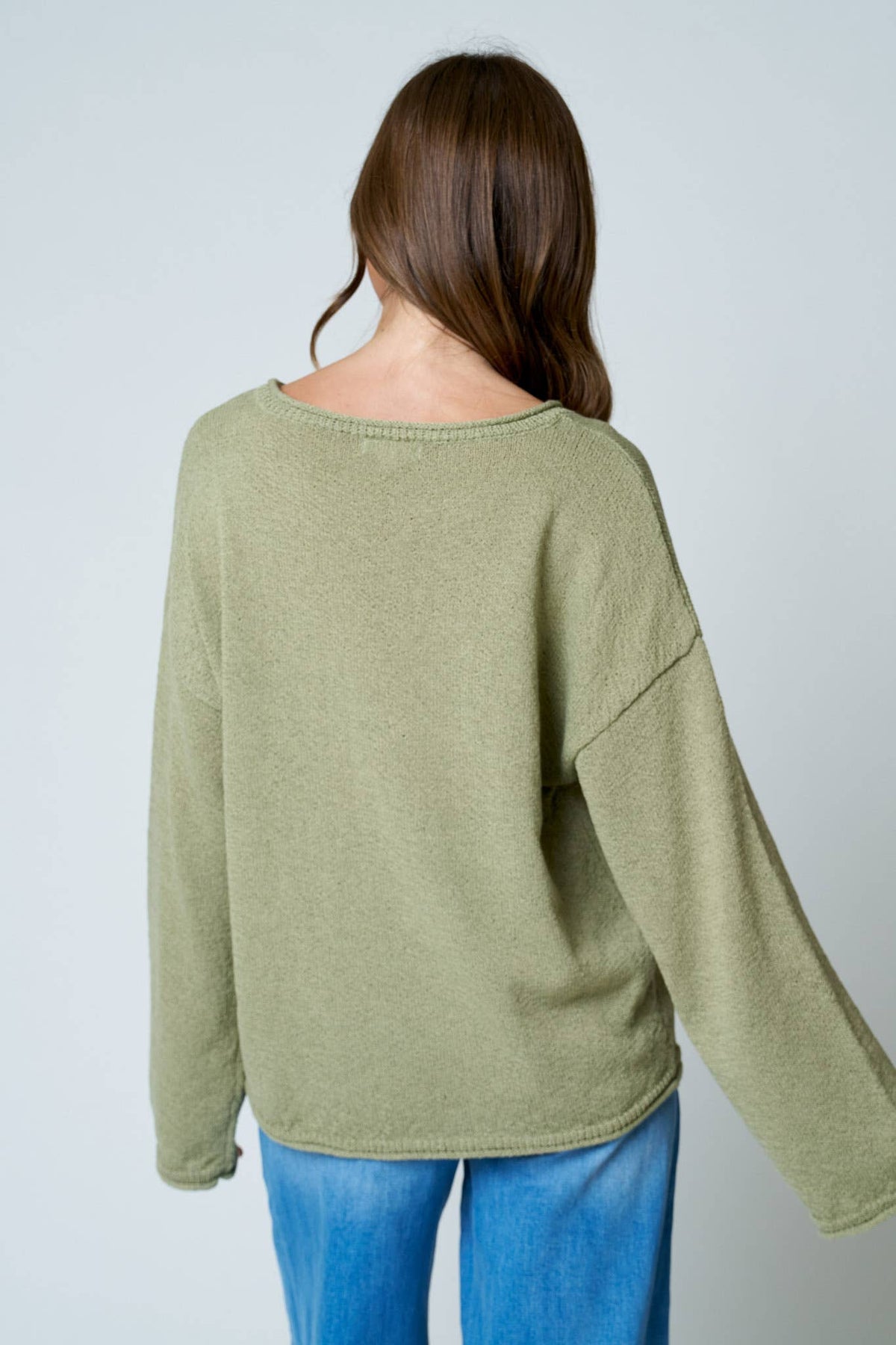 Blu Pepper Textured Raw Edge Sweater- Mocha