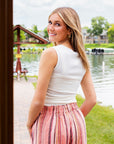Blu Pepper Side Ruched Tank - Cream