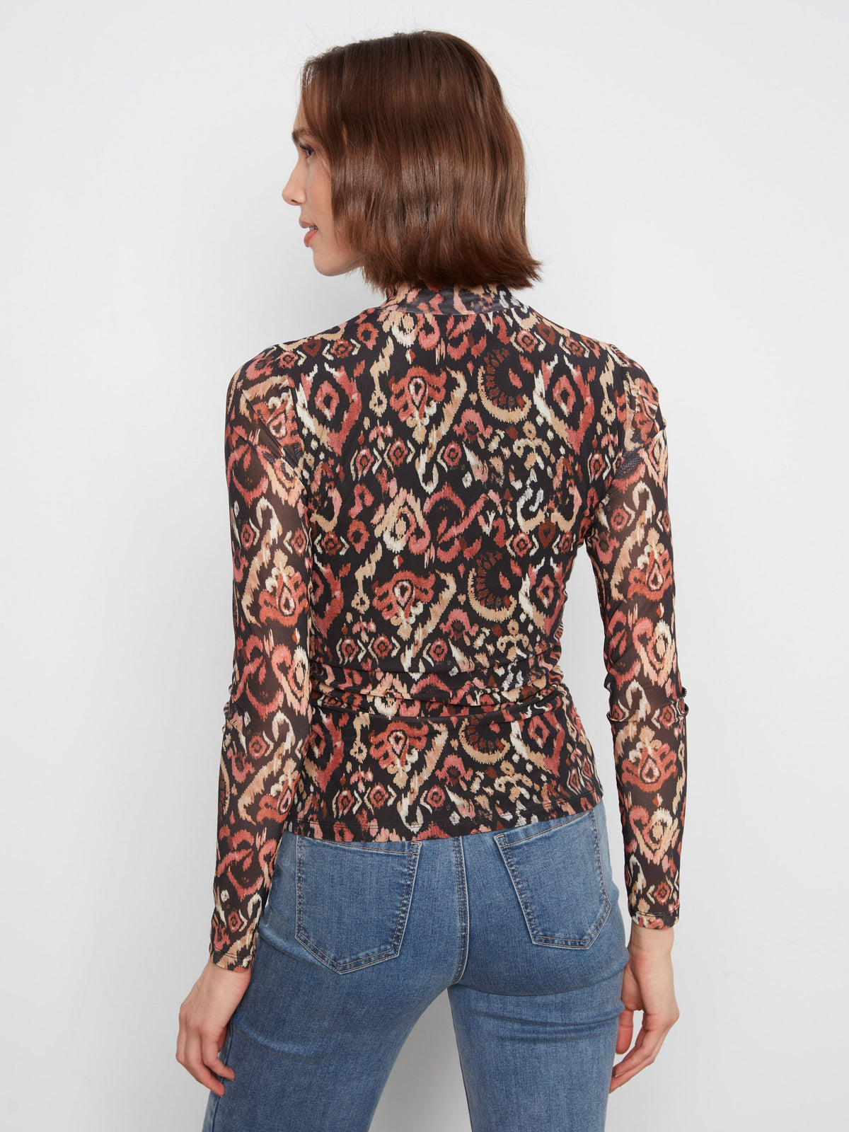 Charlie B Mock Neck Mesh Top in Kaia - back