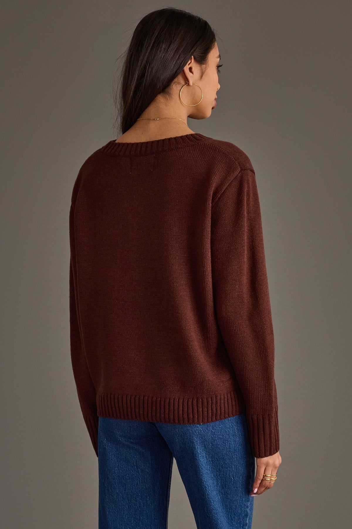 Panache Coffee Is Calling Sweater in Brown - back view