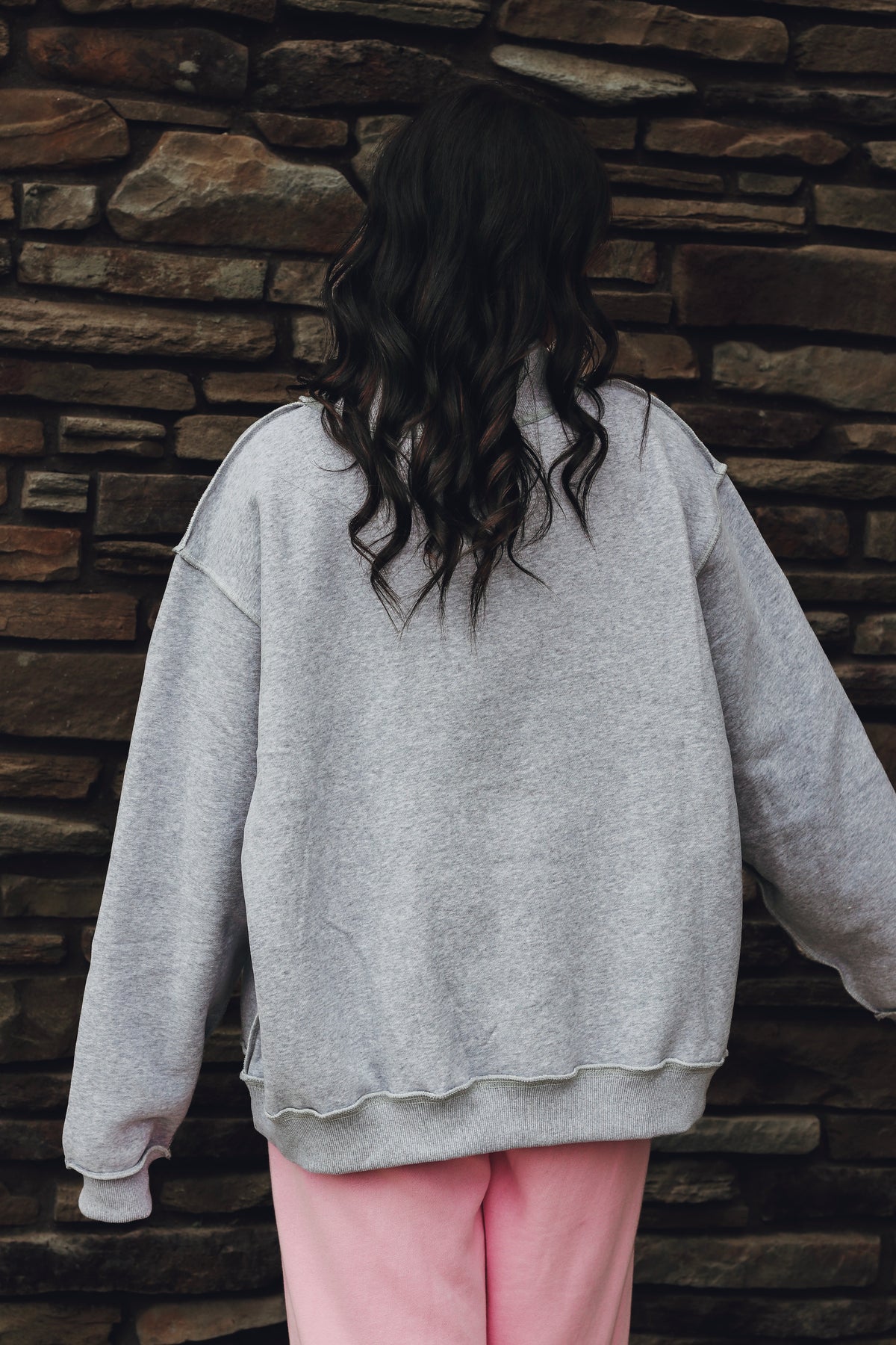 Bucketlist Football &amp; Gameday Reversible Mock Neck Sweatshirt - Grey