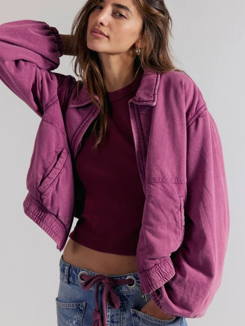 Free People Birdie Jacket in Rouge - front view