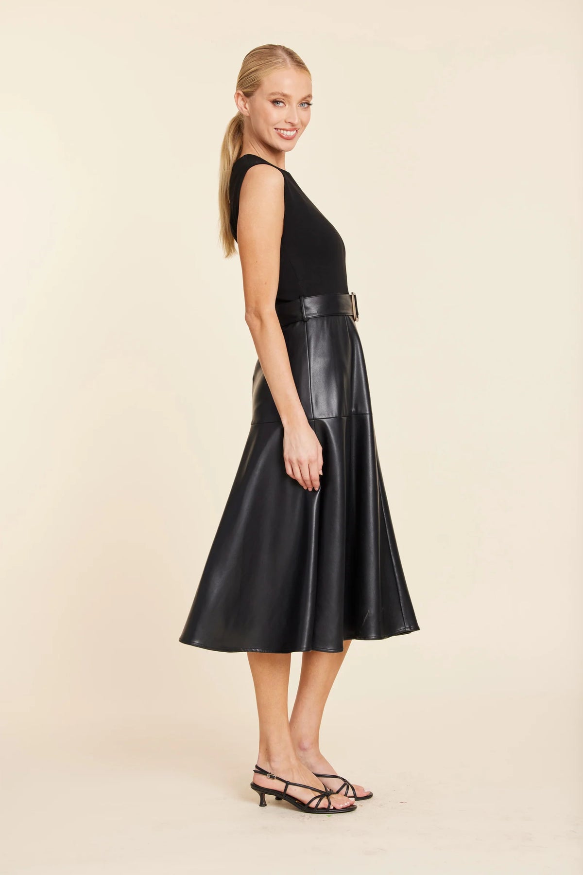 DolceCabo Full Circle Midi Skirt Dress - Black