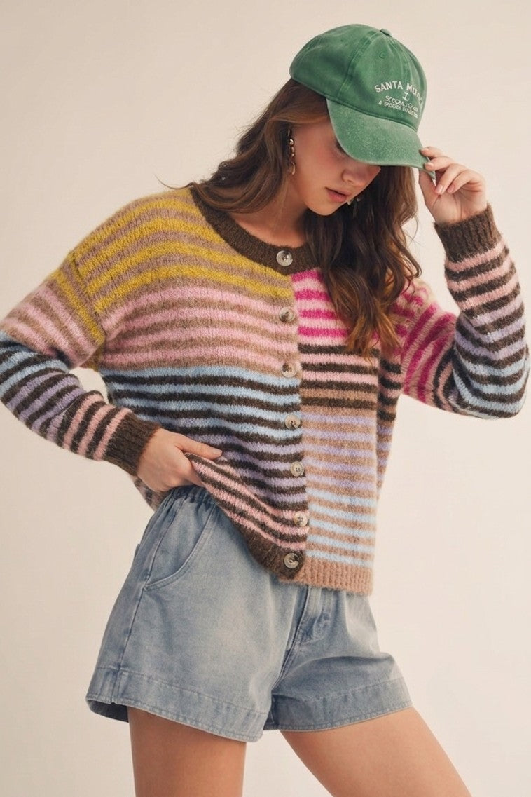 LovLov Stripe Mixed Cardigan - Multi