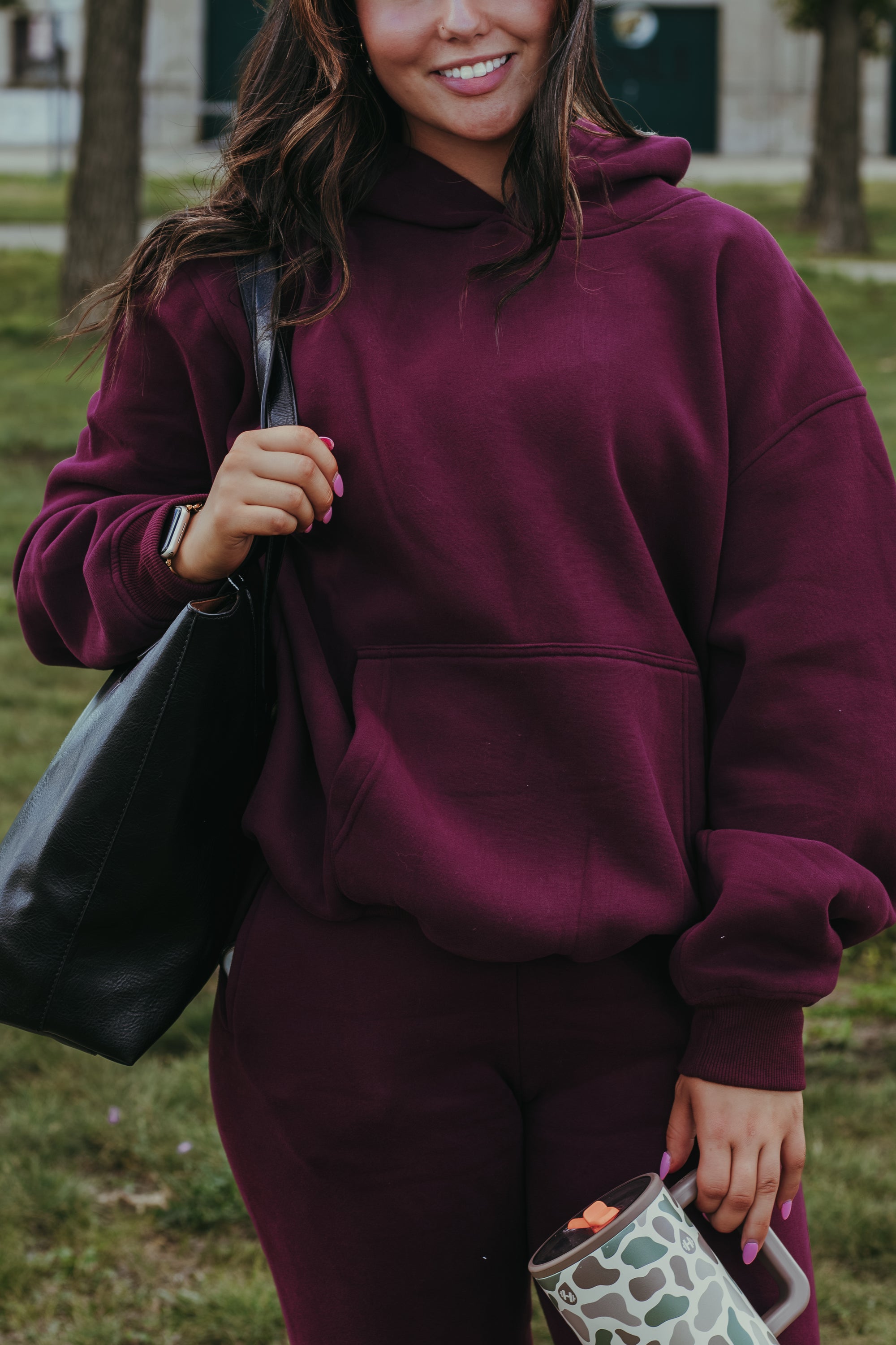 TICTOC Dami Fleece Oversized Hoodie - Black Cherry