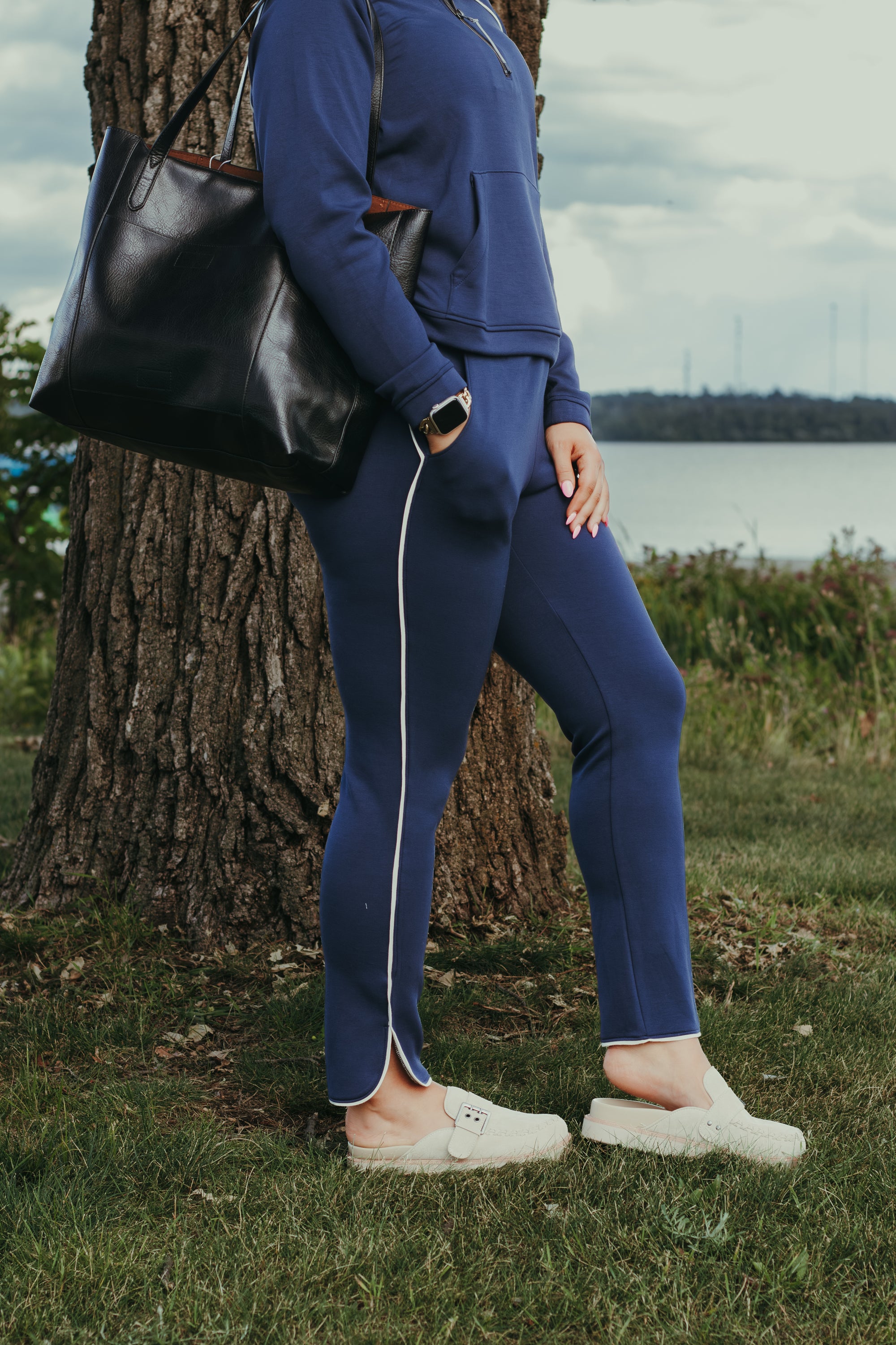 Tribal Varsity Pull On Ankle Pant - Jet Blue