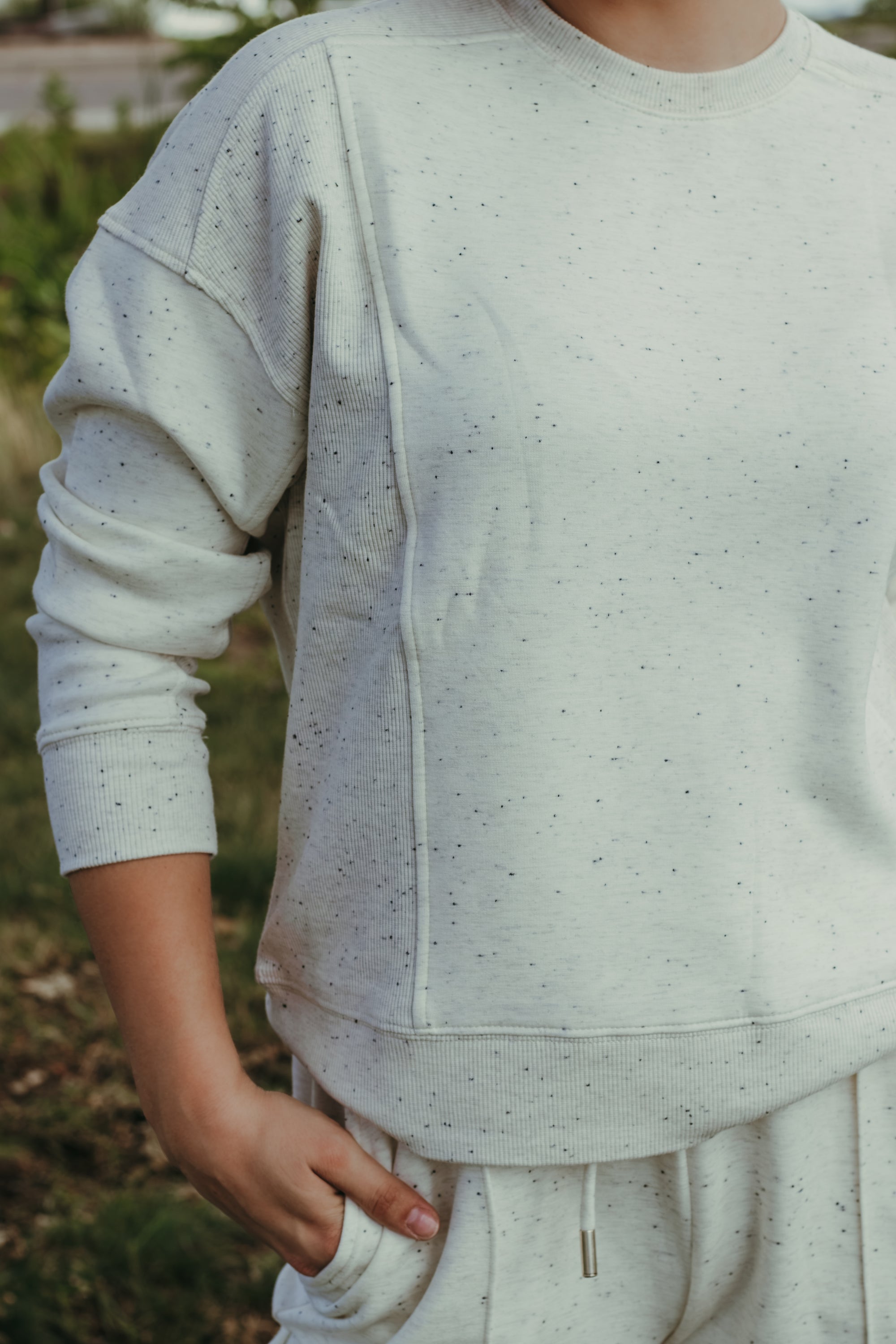 Charlie B Soft Scuba Crew Neck Sweatshirt - Cookies &amp; Cream