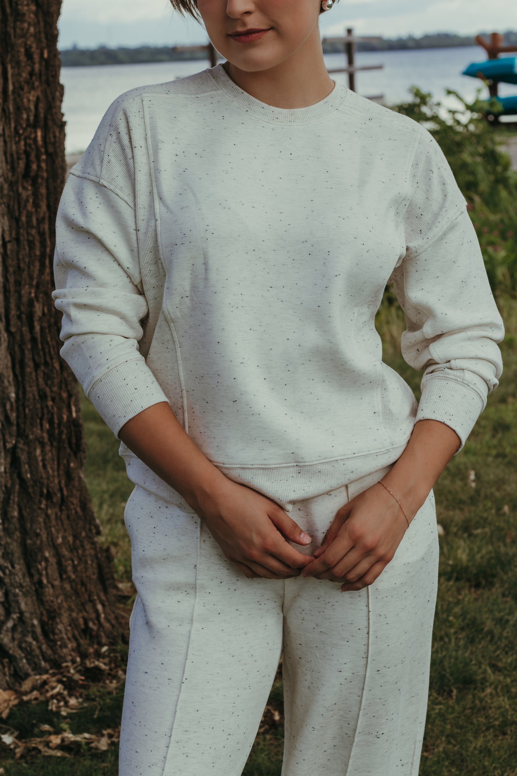 Charlie B Soft Scuba Crew Neck Sweatshirt - Cookies &amp; Cream