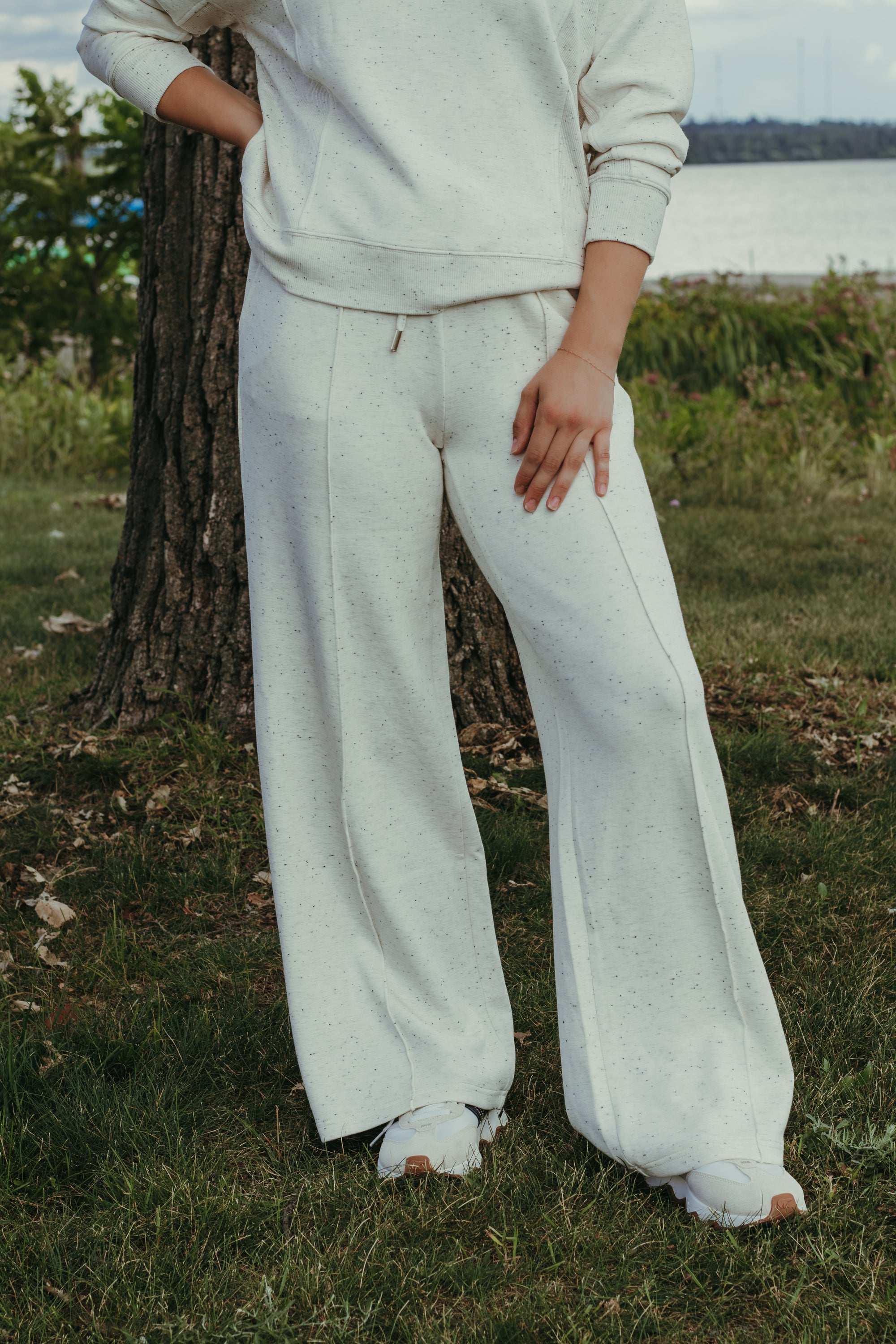 Charlie B Soft Scuba Wide Leg Jogger - Cookies &amp; Cream