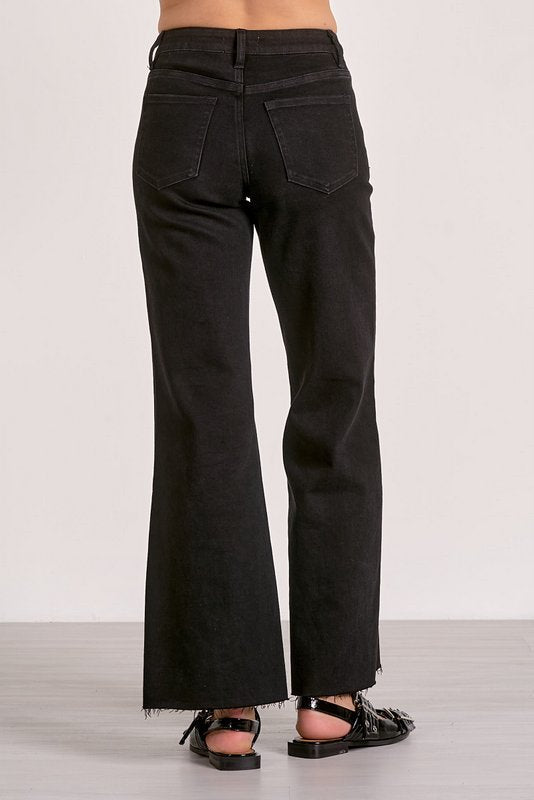 Elan Jemma Wide Leg Jean in Black - detail view