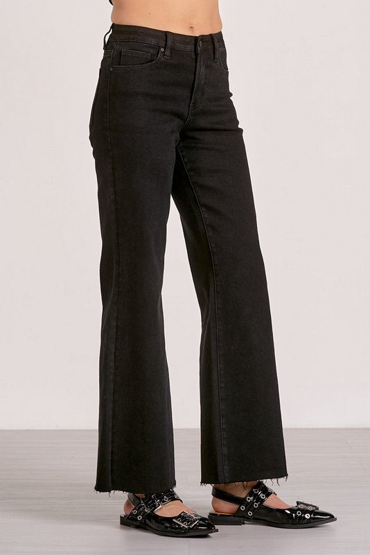 Elan Jemma Wide Leg Jean in Black - side view