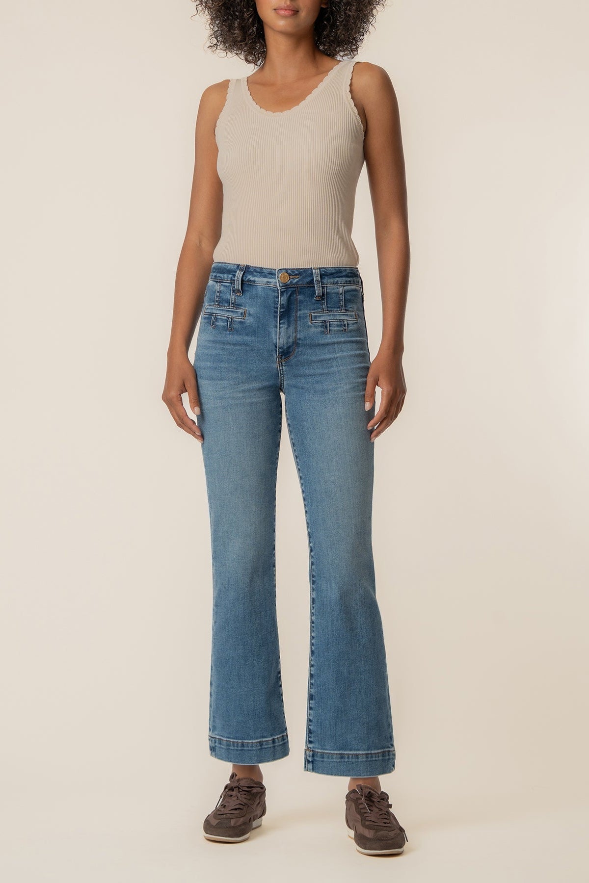 Kut Kelsey High Rise Flare Jean in Spirited - front view