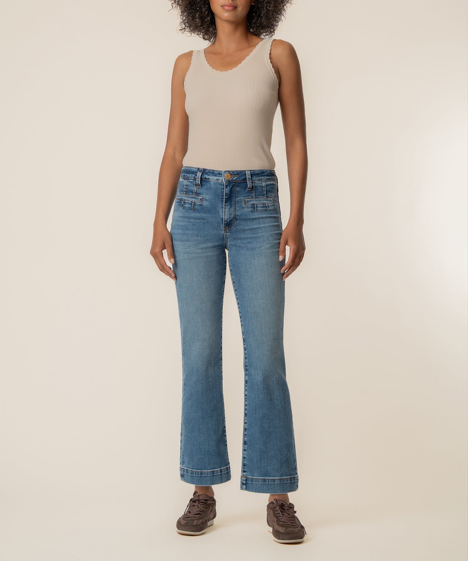 Kut Kelsey High Rise Flare Jean in Spirited - front view