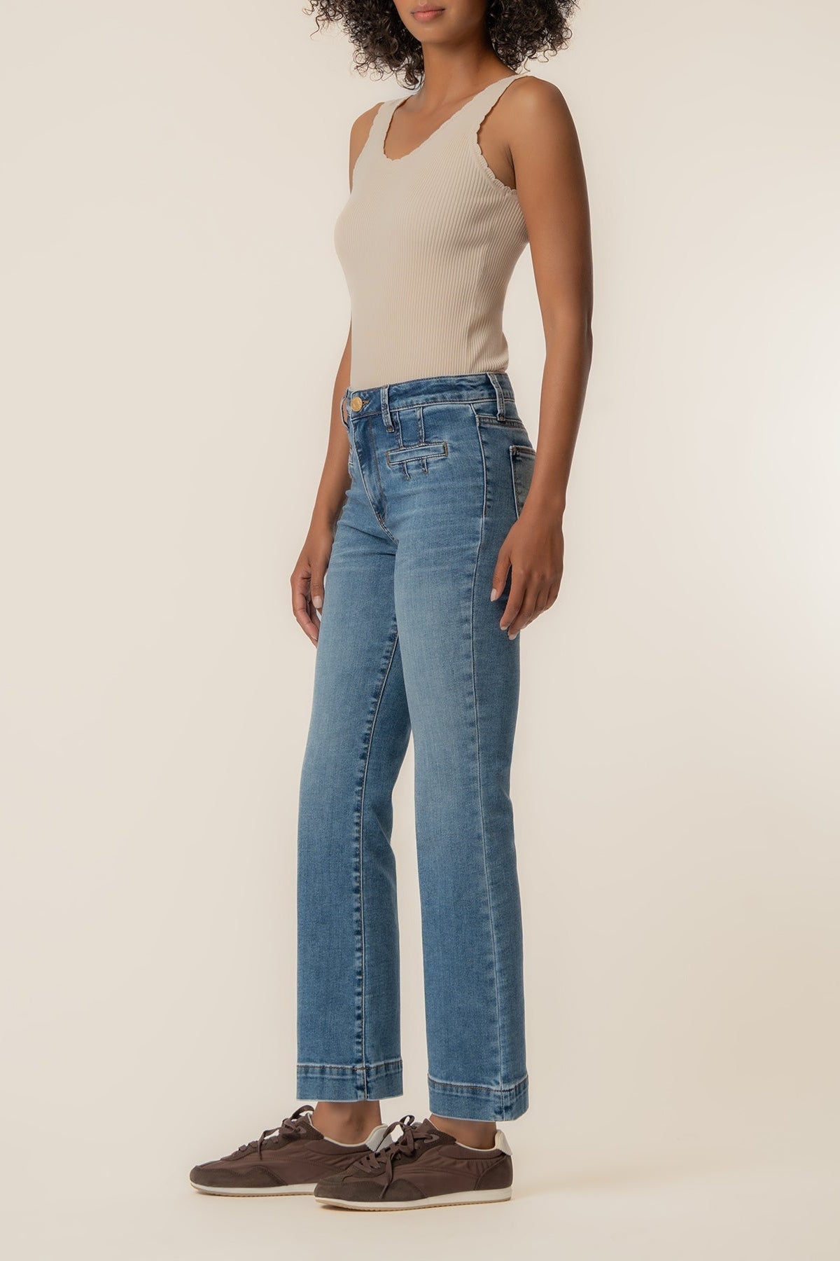 Kut Kelsey High Rise Flare Jean in Spirited - side view