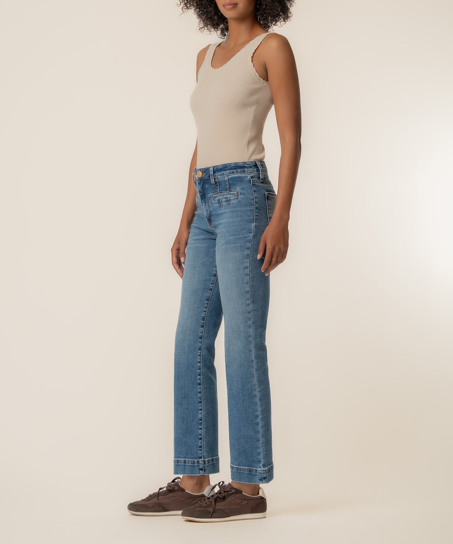 Kut Kelsey High Rise Flare Jean in Spirited - side view