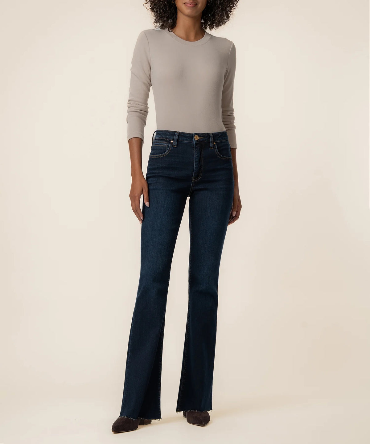 Kut Ana High Rise Flare Raw Jeans - Wave