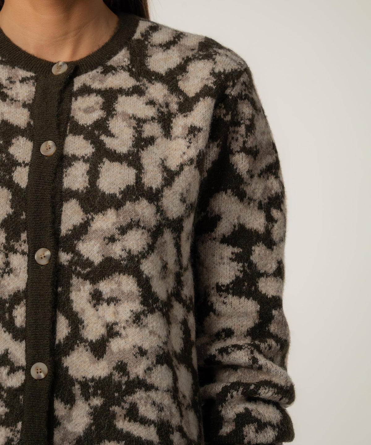 Kut Sadie Animal Print Sweater in Brown - detail view