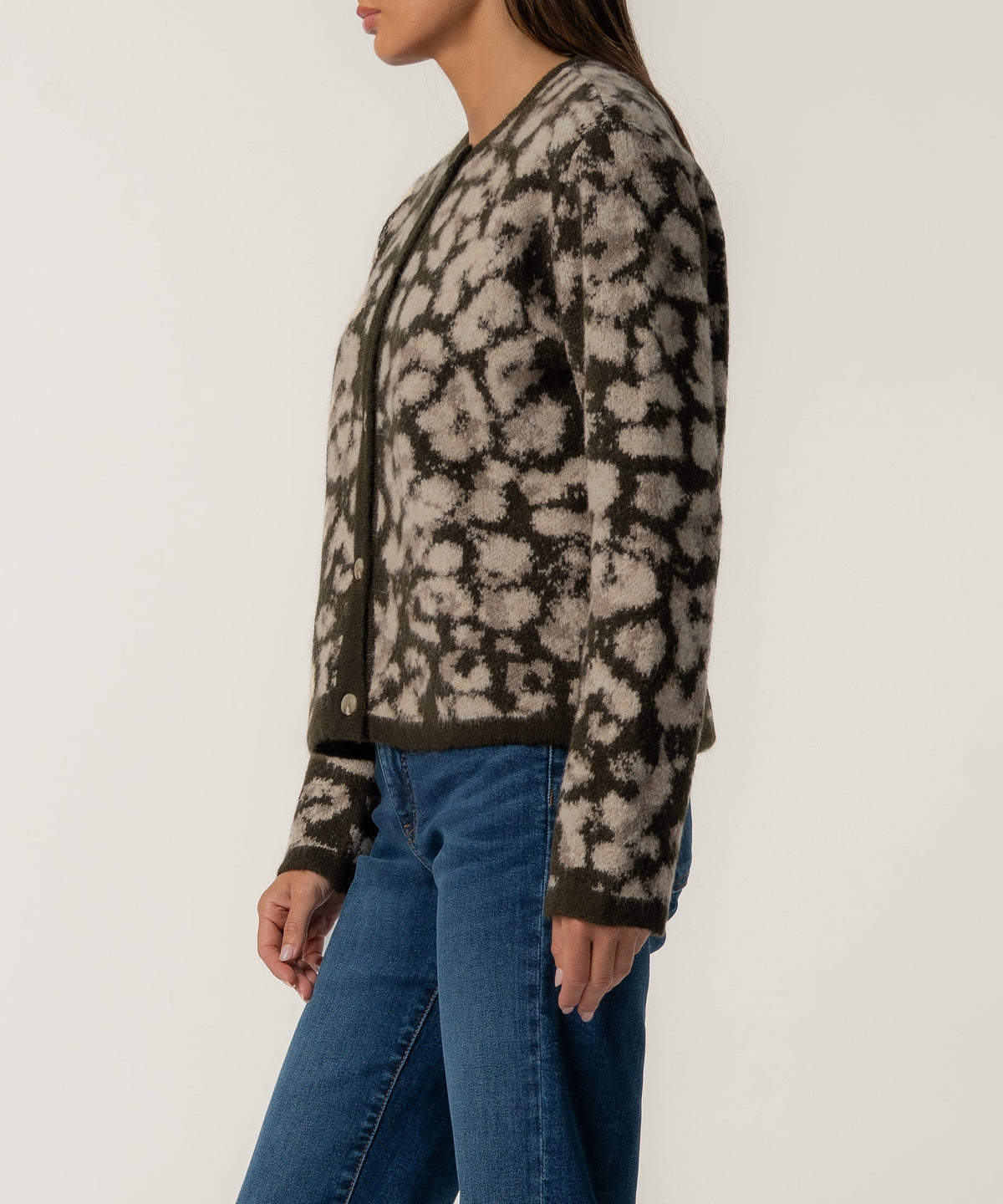 Kut Sadie Animal Print Sweater in Brown - side view