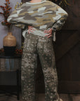 Eesome Bandana Printed Barrel Overalls - Vintage Army