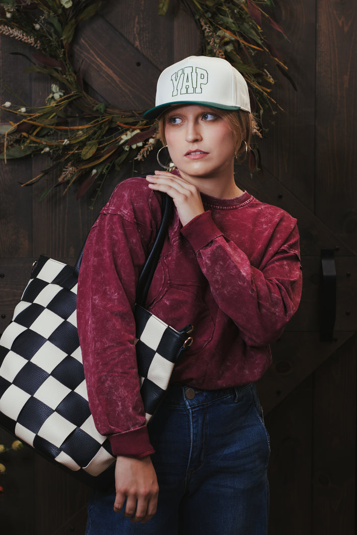 Charlie B Flower Appliqué Top - Merlot