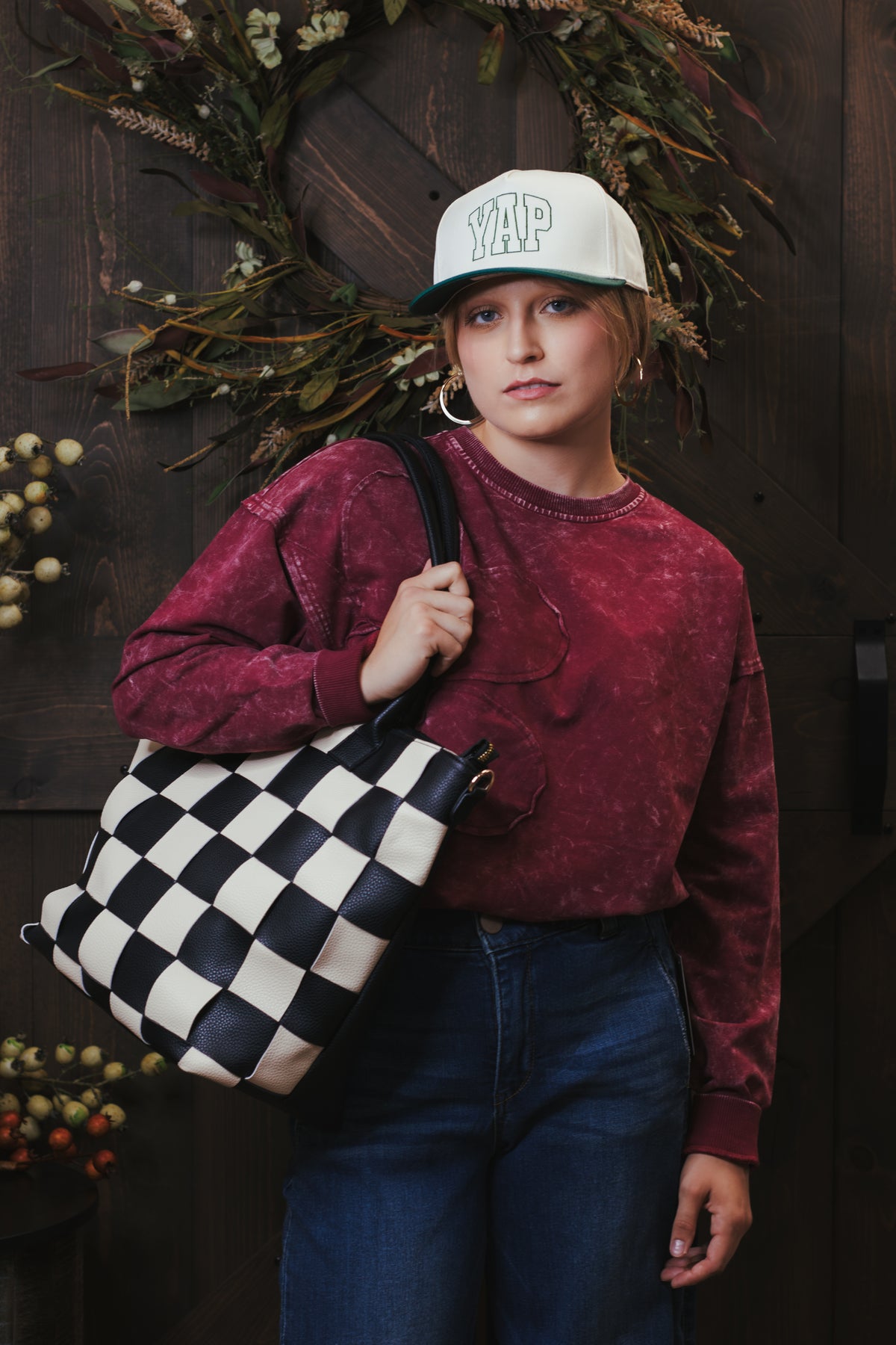 Courtney Checkered Tote