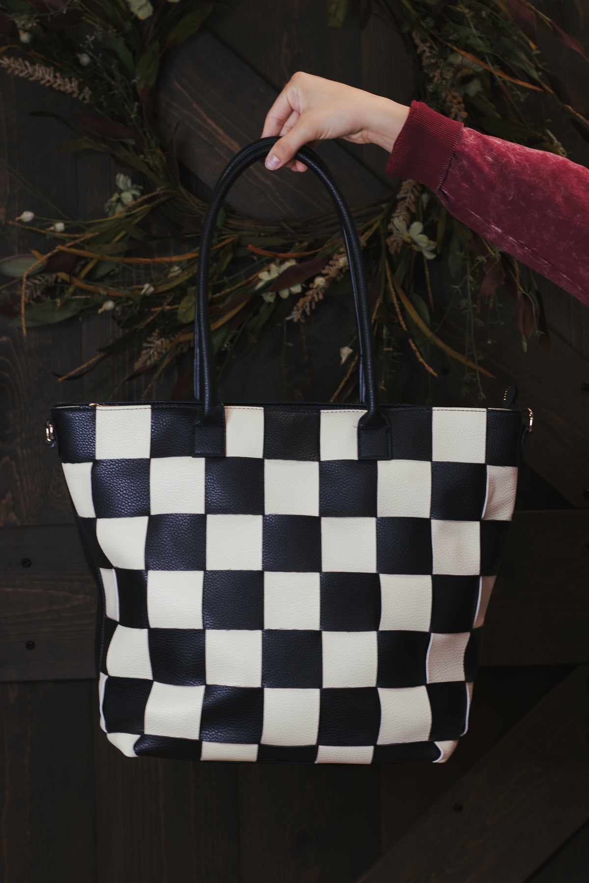 Courtney Checkered Tote