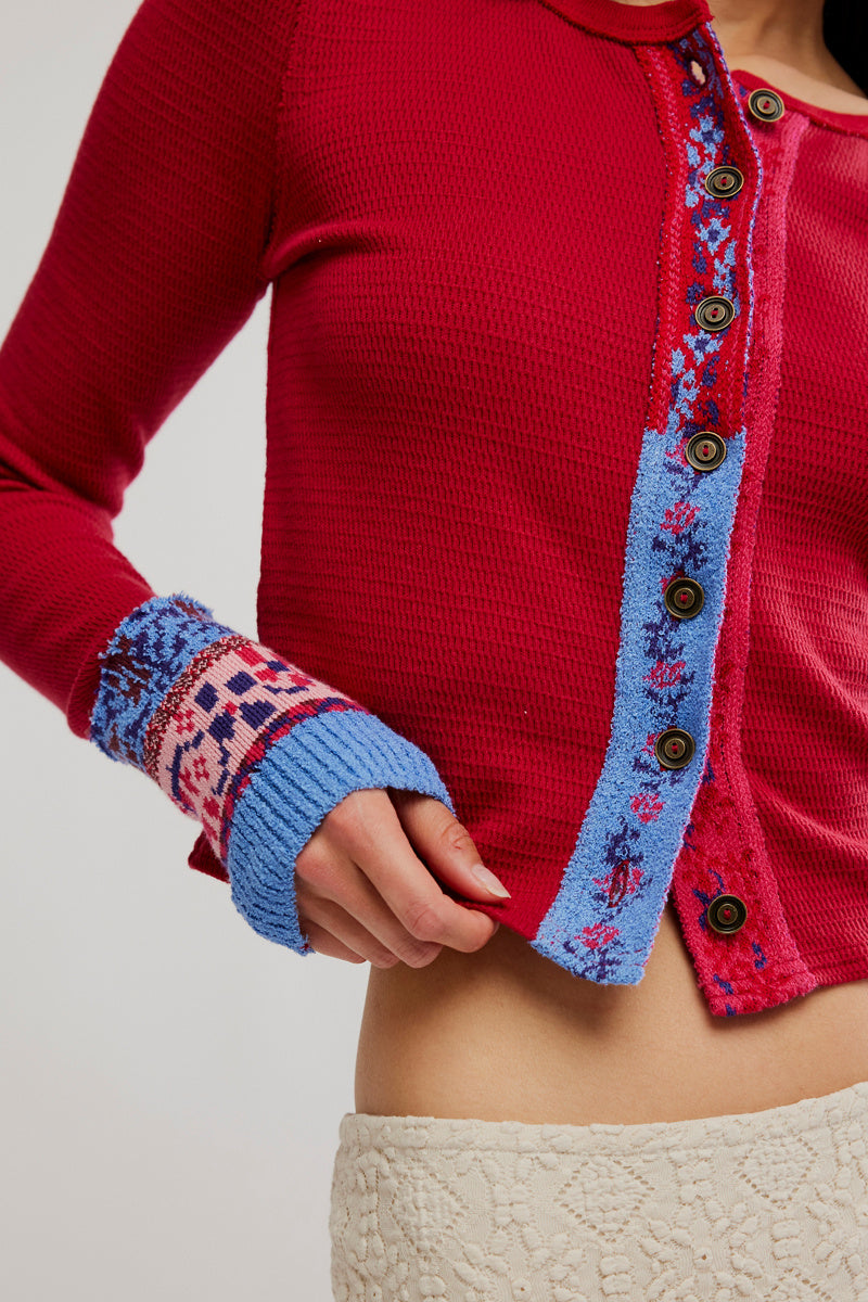 We The Free Noa Cardi in Crimson Combo - back view