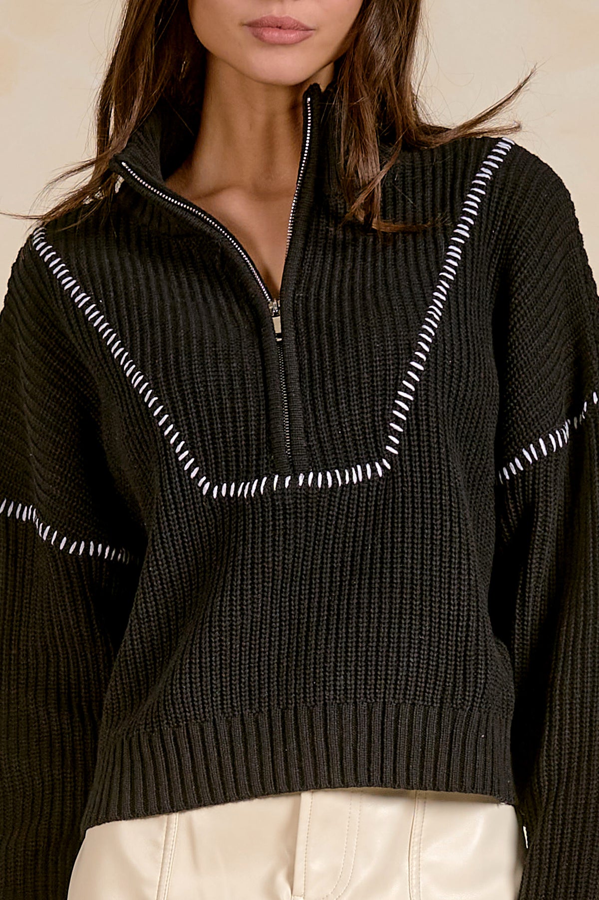 Elan Quarter Zip Sweater - Black