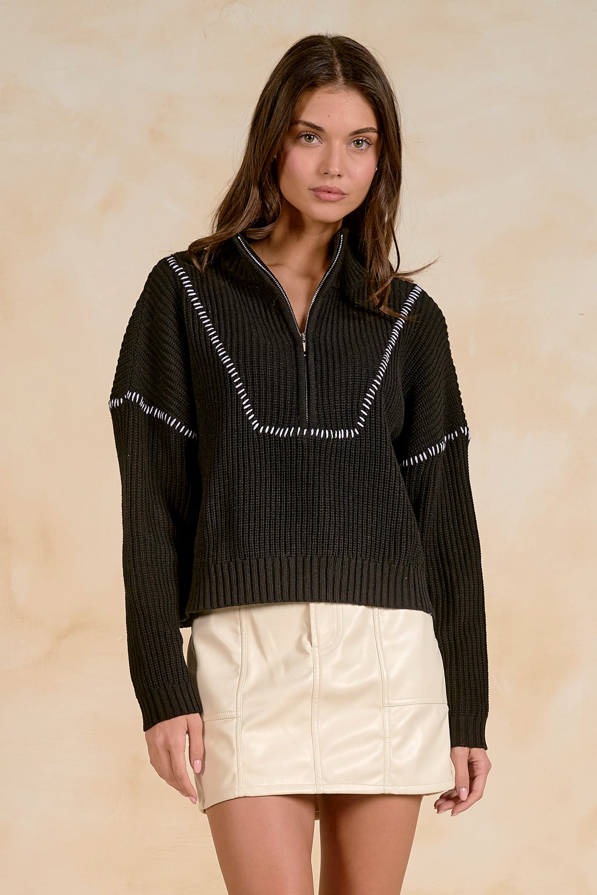 Elan Quarter Zip Sweater - Black