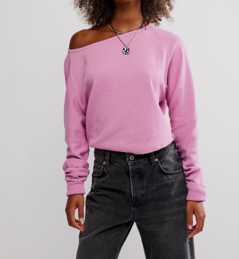 Free People Jess Long Sleeve Top in Orchid Combo - front