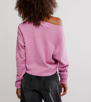 Free People Jess Long Sleeve Top in Orchid Combo - side