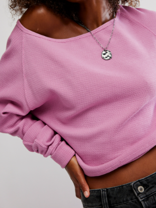 Free People Jess Long Sleeve Top in Orchid Combo - back