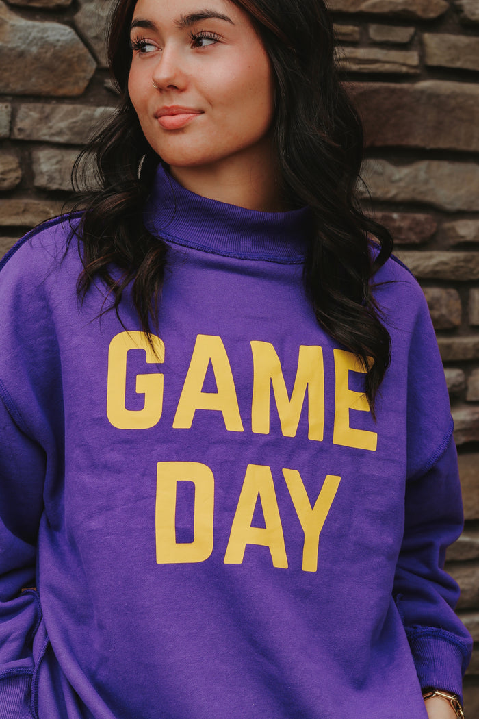 Panache Game Day & Sunday Funday Reversible Sweatshirt - Purple
