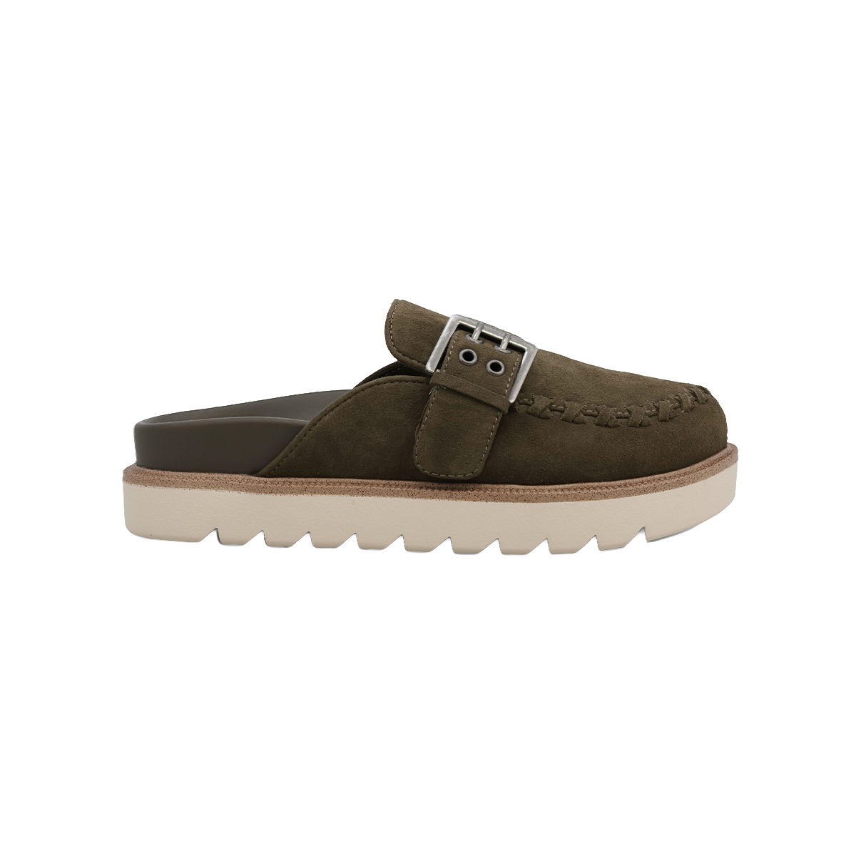 Side view of the MIA Zaina Lug Clog in Khaki
